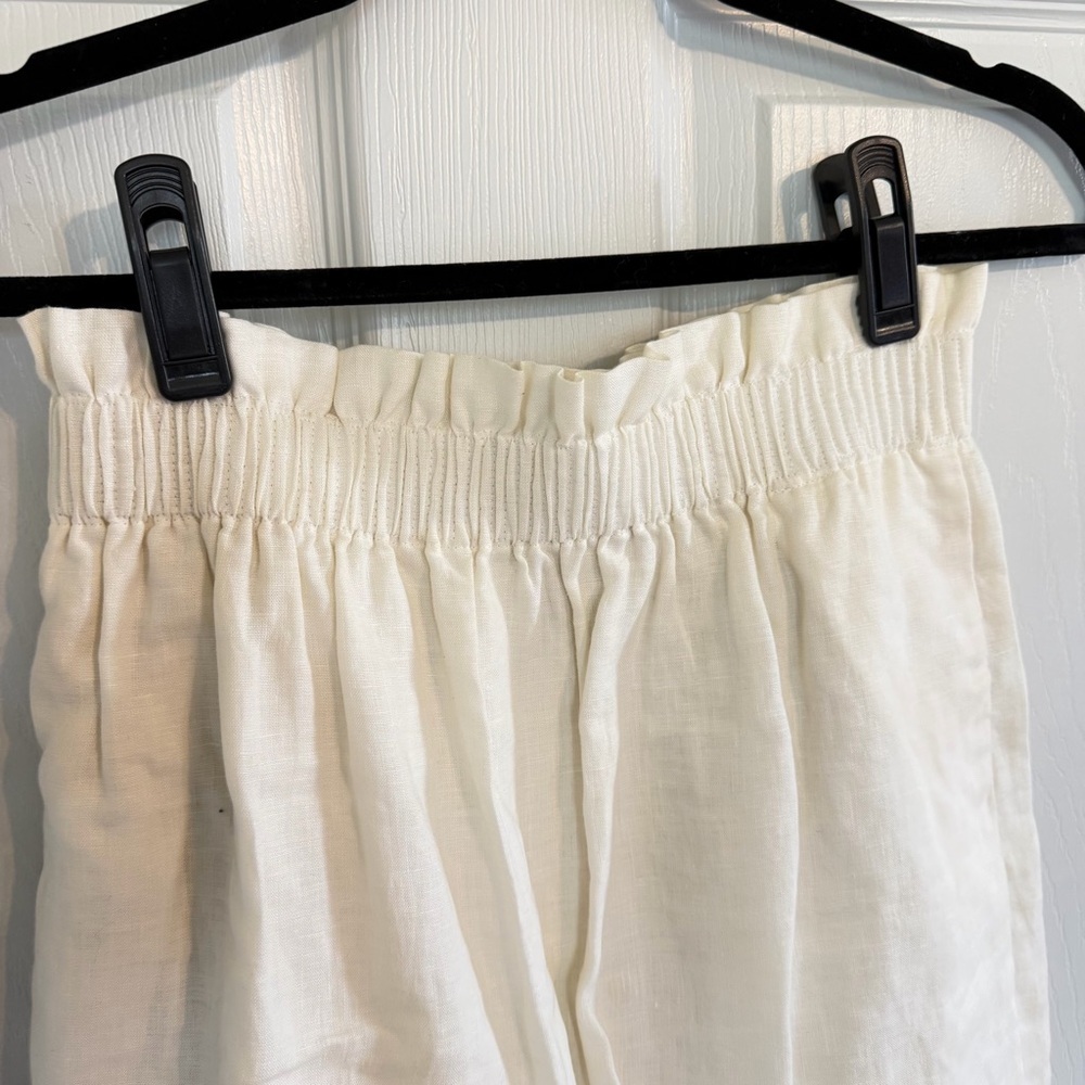 J Crew 100% Linen Elastic Waist Skirt Cream Ivory Size 2 - Picture 3 of 6